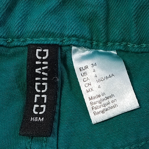 Divided H& M Raw Hem Skinny Green Jeans Size 4 - Picture 15 of 16